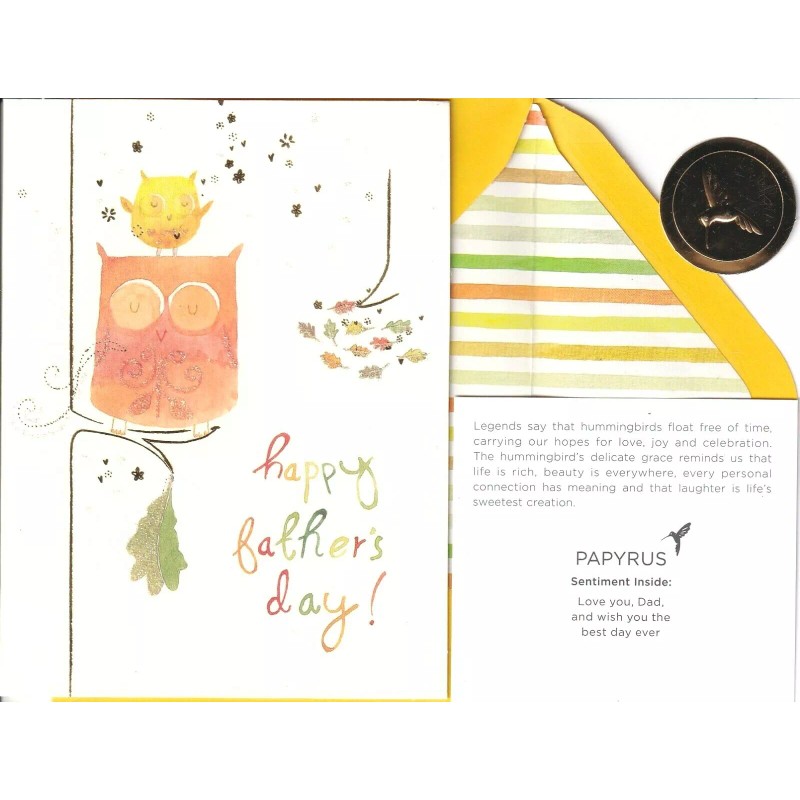 PAPYRUS FATHER'S DAY CARD NIP (MSRP $4.95) OWL CARD (Q7)