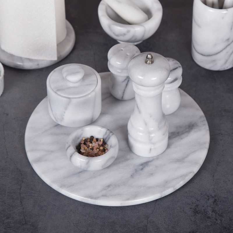 Creative Home Natural Marble Stone Pepper Spice Grinder, 2-3/8" Diam.