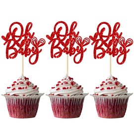 24 piezas de adornos para cupcakes para el día de San Valentín con purpurina, pies de bebé, dulces corazones para el día de San Valentín, decoraciones para tartas de bebé, regalos de fiesta de