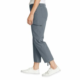 Eddie Bauer Capri Pants for Women with Side Zipprer Cargo Pocket - Women's Hiking Pants with Belt Loop - Ripstop Capri (Gray, 14)