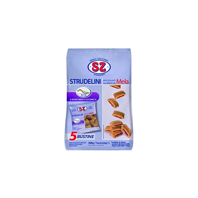 Sz - Senza Zucchero Biscotti Strudelini Mela - 200 G