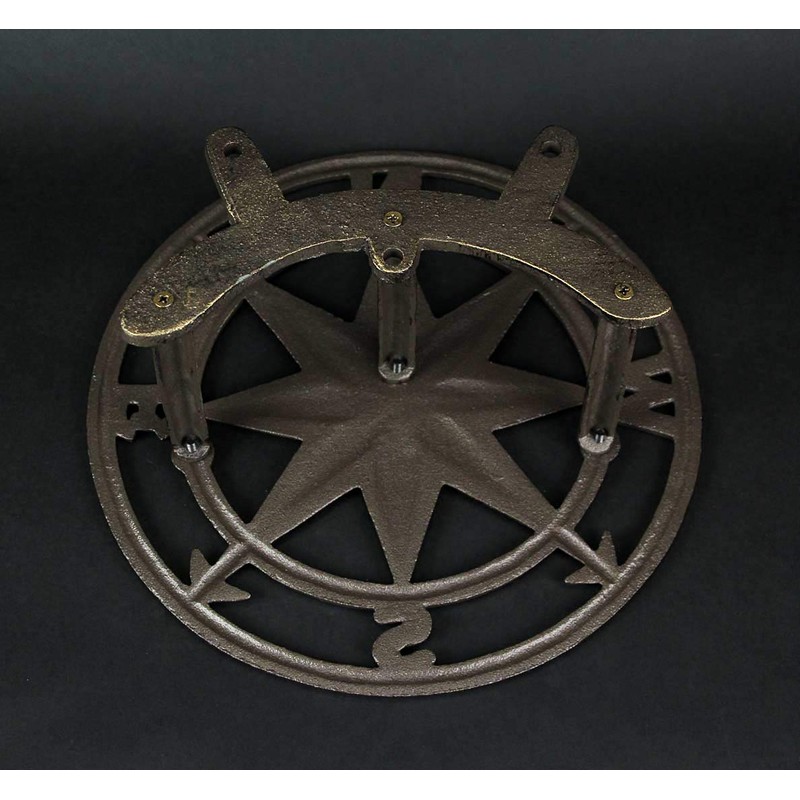 Zeckos Decorative Wall Mounted Cast Iron Compass Rose Garden Hose