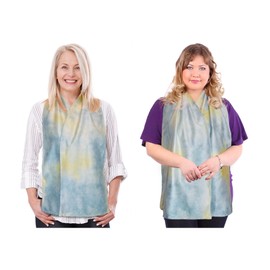 DinerWear - Cravaat® Dining Scarf, Adult Bibs with Snap Closure, Stain Resistant, Wrinkle Resistant, Dryer Safe, and Machine Washable Adult Bibs, Elderly Gifts, 14 Inches x 26 Inches, Green/Blue