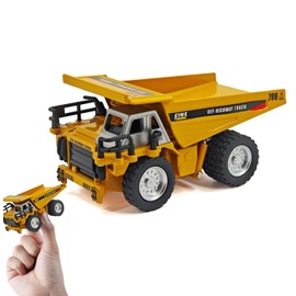 1/64 Size RC Dump Truck, 2.4 GHz, 8 CH, Radio Controlled, Metal Bed, RC Construction Vehicle, Type-C Charging, Mini, Indoor Use, Educational Toy, 6 Years Old and Up, Christmas Gift, Gift