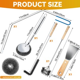 Newtay 6 Pcs Large Commercial Fryer Cleaning Tools Stainless Steel Electric Deep Fryer Cleaner Brush for Restaurants Hotel Kitchen Fryers Deep Cleaning Accessories