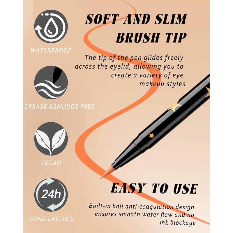 Purple Matte Liquid Eyeliner, Highly Pigmented Eyeliner, Waterproof, Smudge-proof