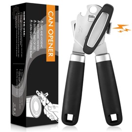 Can Opener, 3 in 1 Stainless Steel Tin Openers with Magnet, Heavy-Duty Manual Can Openers with Non-Slip Handle and Smooth Edge, Perfect Kitchen Tool