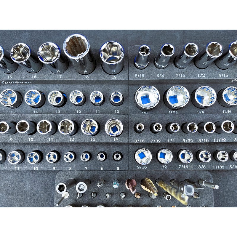 ToolGear Socket Organizer, Easy to Read Size labels, 80 sockets