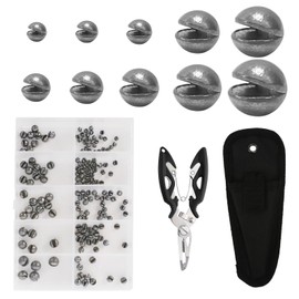 DUSPIRO 160Pcs Fishing Weights Sea Fishing Split Shot Weights with Pliers Box, 10 Sizes 3g 2g 1.5g 1.25g 1g 0.8g 0.5g 0.4g 0.3g 0.2g Fishing Sinkers for Freshwater Saltwater
