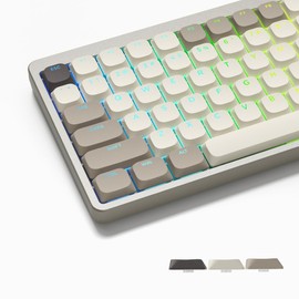 Womier Low Profile Keycaps - Shine Through Keycaps, Keyboard Keycaps 75 Percent PBT Keycaps, Full Size Keycaps for 60% 65% 75% 80% 100% Cherry Gateron MX Switches Mechanical Keyboard - Khaki Grey