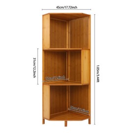 Eapmic 3-Tier Corner Bookshelf A-Shaped Wooden Bookcase Tower with Storage Rack, Small Space Display Organizer, Freestanding Floor Standing Shelf for Living Room Bedroom Office Study (3-Tier)