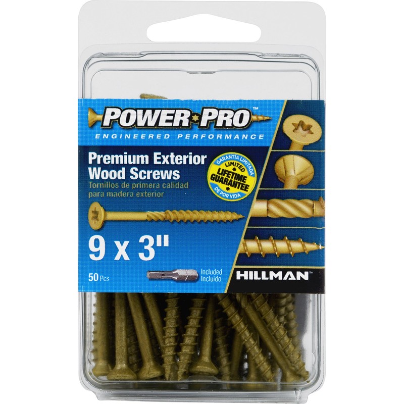 Power Pro Premium Exterior Wood Screws, #9 x 3 Inch