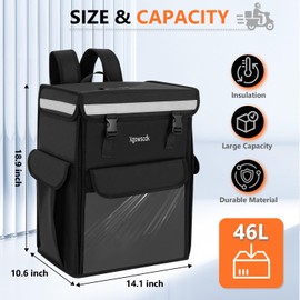 Insulated Food Delivery Backpack, Insulated Bag with Removable Divider, Reflective Strips, Full-Open Design Pizza Delivery Bag for Bike, Uber Eats, DoorDash & Grubhub Outdoor, Camping, Hot Cold Food