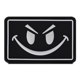 Smiling Night Light Rubber PVC Patch with Hook, 3D Bad Smile Smiling Face Morale Tactical Embroidered Funny Badge Night Lights for Backpacks Clothing Biker Pack of 1