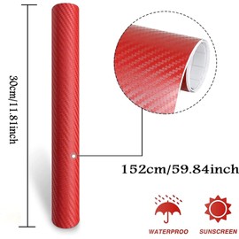 3D Carbon Sheet Black Carbon Fiber Vinyl Sticker Wrapping Film High Gloss Car Wrap Film DIY Interior Sticker Heat Resistant Water Resistant Curved Surface Compatible With Groove Air Release Groove