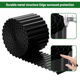 SnugNiture Corrugated Metal Garden Edging,4" x 10' Sturdy Lawn Edging Border,Landscape Edging Border for Lawn, Flower Bed,Garden and Yard(Black)