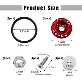 SHMZK Bumper Quick Release Fasteners Kit, Aluminum Alloy Washer Bolt O-Ring Engine Bay Dress Up Kit, Front Bumper Quick Release Kit for Trunk Fender Hatch Lids, Car Accessories (Red)