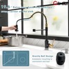 GIMILI Black and Gold Kitchen Faucet with Soap Dispenser Commercial