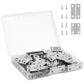 VIPMOON Pack of 70 Small Super Mini Hinges 304 Folding Door Hinges with Screws Furniture Hinges Folding Hinges for Jewellery Box Cabinet Silver 24 x 15 mm + 18 x 15 mm