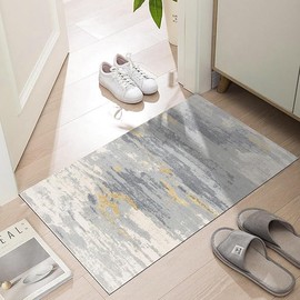 LYGLIGH Ultra Thin Door Mat Indoor Entrance, 1/10 in Thin Door Mats for Inside Entry, Non-Slip Rubber Backing Washable Doormat, Fade Resistant, Absorbent, Low Profile Dirt Trapper, 35"X24",Distressed
