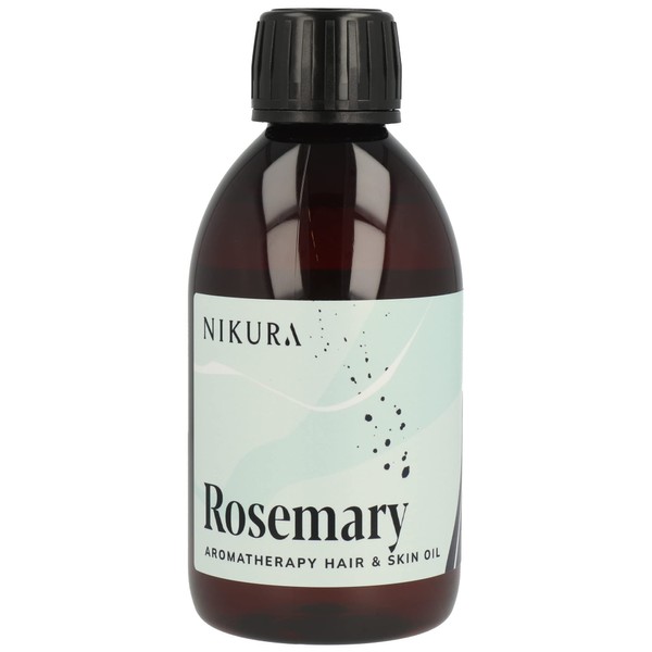 Nikura Rosemary Oil for Hair Growth & Skin Care - 250ml | Hair Oils for Hair Health, Skin Serum, Beard Growth | Treatment Oil With Almond, Jojoba, Argan & Rosemary Oil | Vegan & UK Made | BPA Free