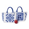 Two's Company Blue Tile Block Printed Thermal Lunch Tote Bag