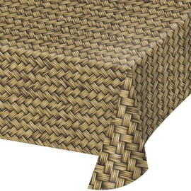 Creative Converting TABLECOVER PL 54" X 108" AOP Basket Weave Design Plastic Tablecloth, 54 x 108, Multicolor