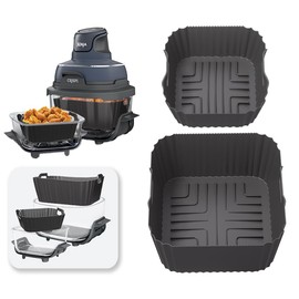 FN101GY Air Fryer Silicone Liners for Ninja Crispi FN101GY/FN101SG/FN101ST, Non-Stick Glass Air Fryer Accessories Reusable Airfryer Replacement,Big for 4QT & Small for 6 Cup Container