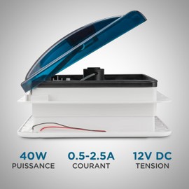 Hike Crew 14” RV Roof Vent Fan | 12V 3-Speed Intake & Exhaust 12V Camper Fan | Manual Open/Close | Includes Screws & Garnish | Smoked Lid