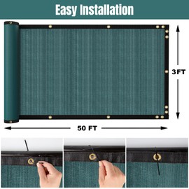 SPORTYOUTH 3ft x 50ft Fence Privacy Screen, Green Heavy Duty Windscreen with Grommets, Deck Fencing Mesh Fabric Shade Cover for Outdoor Wall Garden Backyard Patio Porch Balcony Apartment