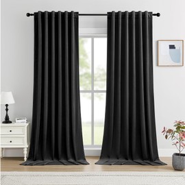 Dreaming Casa 100% Blackout Curtains 102 Inches Long, Black Velvet Room Darkening Window Drapes Thermal Insulated Soft Luxury Rod Pocket & Back Tab Curtains for Bedroom, 2 Panels, 52" W x 102" L