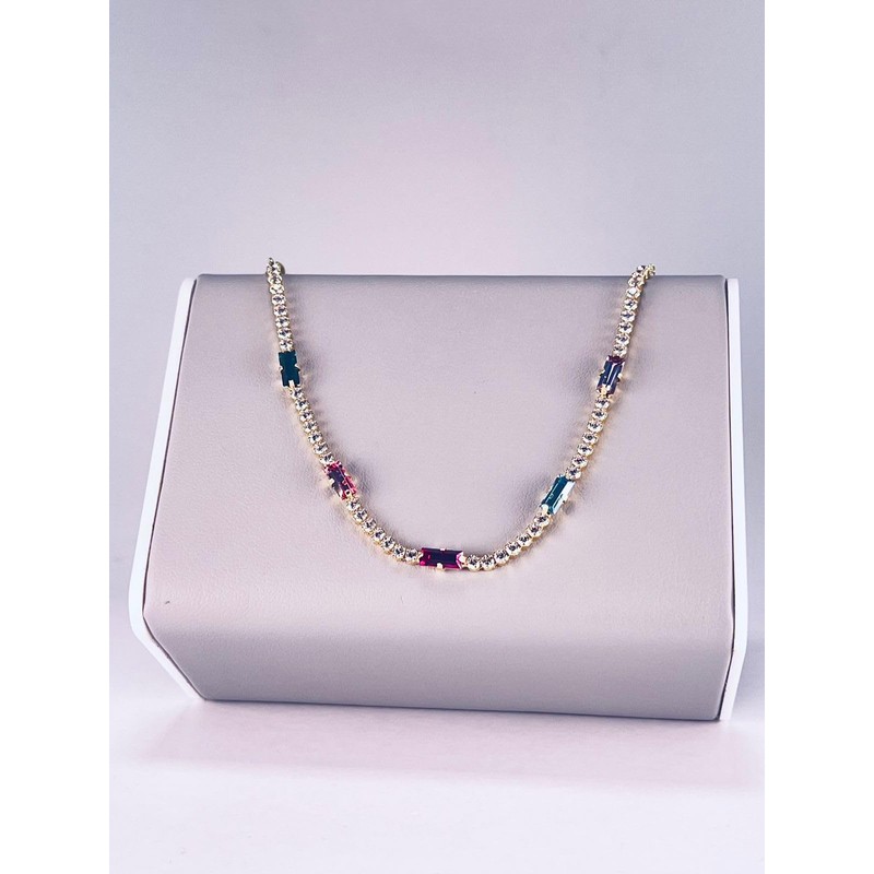 BIZZARRO Pulsera De Plata Dorada Con Zirconias Y Piedras De