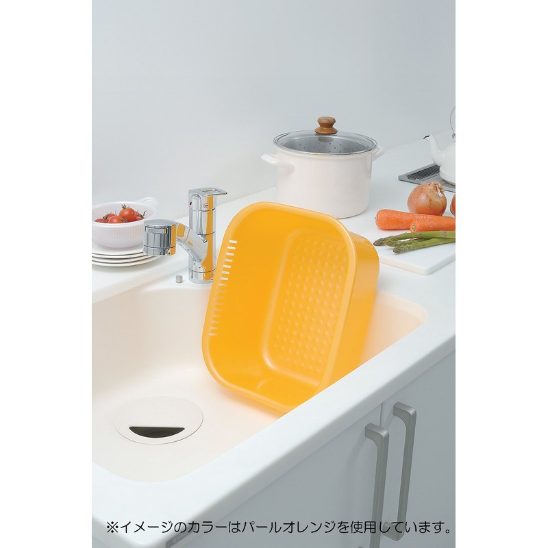 Inomata-k Feeling Square Washtub, 35 cm Width, Pearl White