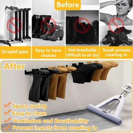 Boot Rack, 4 Pair Wader Hangers Wall Mount Shoe Rack - Sturdy Heavy Duty Boots Storage Organizer Tall Boots - Rust Resistant Cowboy Boot Hangers Holder for Entryway, Garage, Closet, Indoor, Outdoor