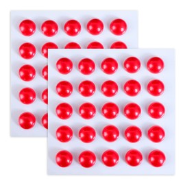 102 Rhinestone Sticker (Decal) Pearl Type 0.4 inch (10 mm) [Red] 2 Sheets Glitter Puffy Round