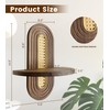 Wooden Arched Floating Shelf, Boho Rattan Wall Shelf