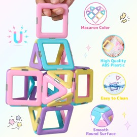 ECHOCUBE Magnetic Building Blocks, 70 PCS Construction Magnetic Tiles Set for Kids, Educational Magnet Toys Christmas Birthday Gift for 3+ Years Old Boys and Girls