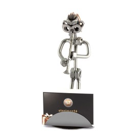 Steelman24 I Nuts and bolts sculpture Clarinet With Business Card Holder I Handmade ornaments I Made in Germany I I Metal figurine
