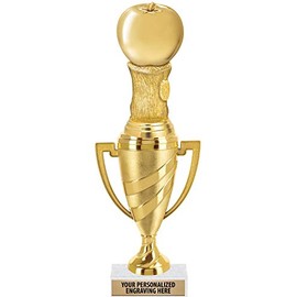 Crown Awards Apple Trophy, 10" Gold Cup Teachers Apple Trophies with Engraving Included, 10 Pack Prime