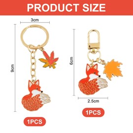 2 Pieces Fox Maple Leaf Keychains, Cute Animal Keychains, Interesting Bag Charms, Creative Metal Keychains, Orange colour., Modern