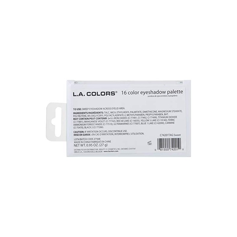 L.A. Colors 16 Color Eyeshadow Palette, Sweet, 1.02 Ounce
