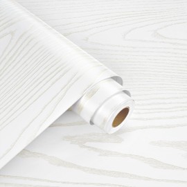 WESTICK White Wood Peel and Stick Wallpaper Self Adhesive Wood Contact Paper for Countertops Waterproof White Wooden Vinyl Wrap Roll for Cabinets Drawers Furniture Tables Desk Walls 15.8" x 394"