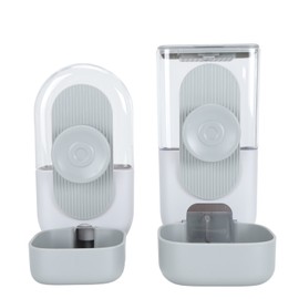 Hanging Automatic Pet Water Dispenser Large Capacity Auto Gravity Pet Feeder and Waterer Set for Rabbits Ferrets Dog Cat Grey