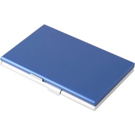 Aluminum Dual Card Case, Blue, DAC-6802, Business Card Holder, Aluminum, Slim, Double-Sided Pockets, Holds Approximately 30 Cards