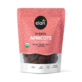 Elan Organic Sun-Dried Apricots, Dried Fruits, No Sulphites, No Sugar Added, Non-GMO, Vegan, Gluten-Free, Kosher, Naturally Sweet Snacks, Turkish Apricots, 8 pack of 7 oz