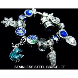 Unbranded CHRISTMAS CHARM BRACELET ANGEL Gift Stainless Steel Snowflake Sizes 6 to 8.5"