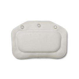 Croydex Bath Pillow, White (BG2070-22), Non-Slip Bath Pillow, 21 x 30 x 3cm Thick, 140g, 3 Suction Cups, Machine Washable, PVC, Made in Malaysia