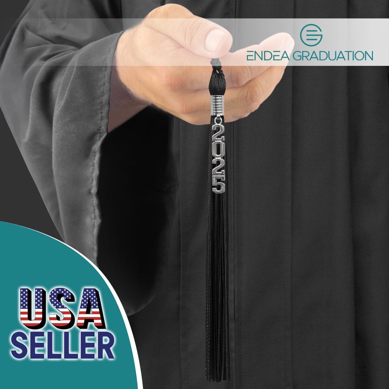Endea Graduation Single Color Tassel with Silver Stacked Date Drop