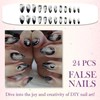 Moon Pattern Almond Press On Nails 24PCS French Tip Black
