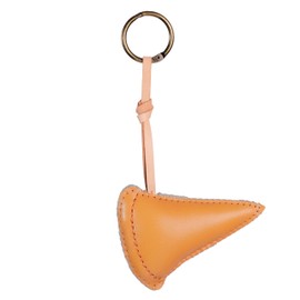 TiCKandPiCK Cute Food Vegan Leather Keychain - Hand-Sewn Bag Charm for Car Keys, Backpack Decoration, Gift for Women Men Kids, Slice of Pizza, Small